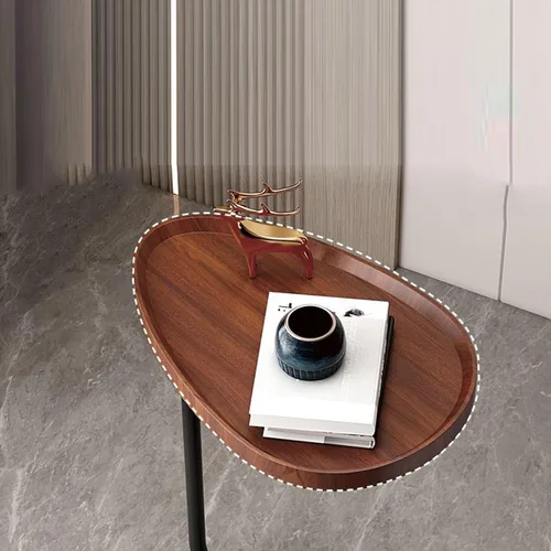 Vista 7 de Mesa de centro pequeña en forma ovalada de madera Mesa auxiliar Mesa auxiliar Mesa auxiliar Mesa auxiliar de dormitorio de moda