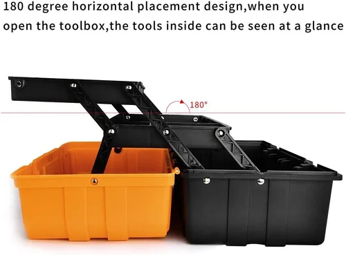 Vista 3 de Caja de almacenamiento de plástico de tres capas de 17 pulgadas, caja de herramientas, organizador de caja de costura, organizador multiusos