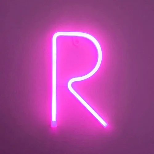 Vista 18 de Letrero de neón, letras de neón, letras del alfabeto de neón iluminadas, letras con luces LED, letras de marquesina iluminadas, batería, USB, rosa