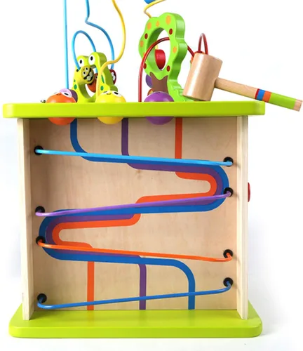 Vista 4 de Cubo de actividades para niños Hape bichos de ciudad, madera