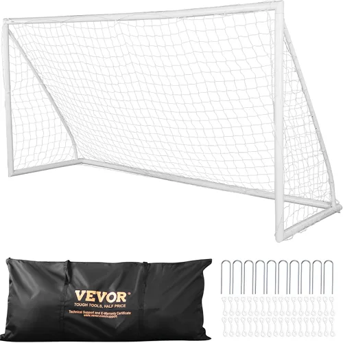 Vista 12 de VEVOR Portable Soccer Goal, 12 x 6 ft Large Practice Soccer Net, Steel Fiberglass Structure Training Goal Set with Carry Bag, All-Weather Outdoor