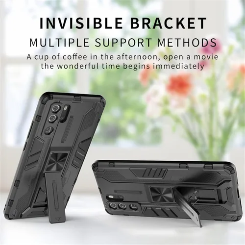 Vista 3 de Asuwish Funda de teléfono para Huawei P30 Pro con protector de pantalla de vidrio templado y soporte delgado, híbrido resistente, película trasera