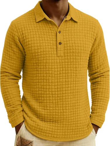 Vista 34 de Polo de punto para hombre, manga larga, ligero, informal, con cuello