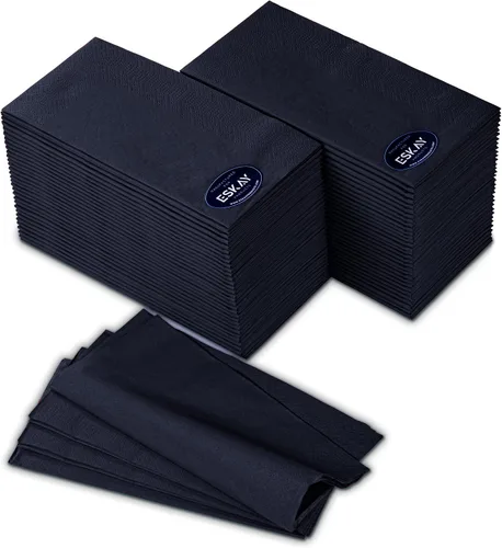 Vista 13 de Servilletas negras para bebidas, servilletas de papel desechables de 3 capas para bar, cóctel, bodas, cumpleaños, fabricadas en la UE, (20 unidades)