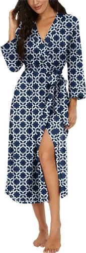 Vista 28 de VINTATRE Bata tipo kimono para mujer, bata larga de punto, ligera, suave, ropa de dormir con cuello en V, casual, ropa de descanso para mujer Verde