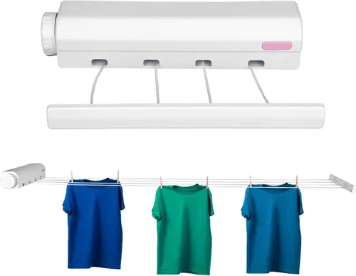 Vista 3 de Clothesline - Cuerda de secado de ropa telescópica retráctil de plástico moderno para suministros de interior y exterior (#1)