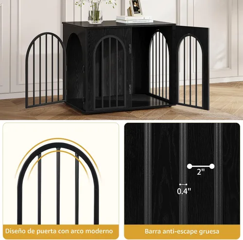 Vista 7 de Hzuaneri Jaula de Madera para Perros de 26.8'', Muebles de Jaula para Perros de Interior, Jaula para Perros Pequeños, Jaulas de Servicio Pesado