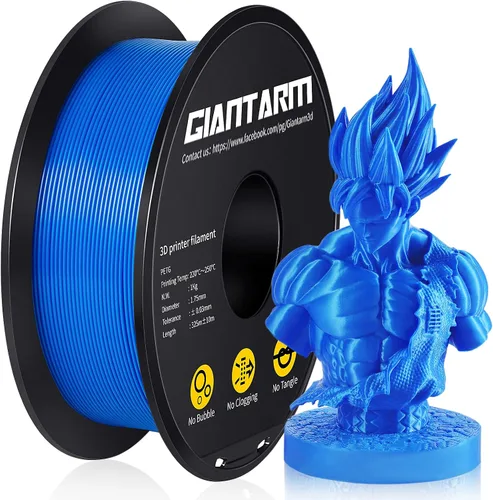 Vista 9 de GIANTARM Filamento PETG, precisión dimensional de 1.75 mm +/-0.02mm, carrete de 1 kg (2.2 libras), embalaje al vacío, para impresoras 3D, verde