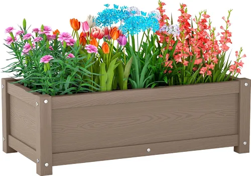 Vista 16 de Cama de jardín elevada con orificio de drenaje, impermeable, pequeña maceta elevada de polietileno de alta densidad con patas, estable y duradera