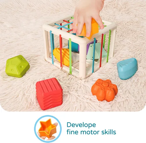 Vista 3 de LiKee Juguetes Montessori para niños de 1 año y más, clasificador de formas,10 bloques para el desarrollo sensorial y las habilidad motoras finas