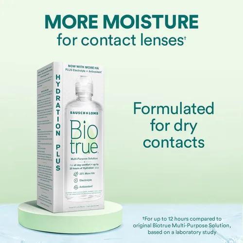 Vista 2 de Biotrue Solución para lentes de contacto Hydration Plus + gotas rehidratantes para lentes de contacto