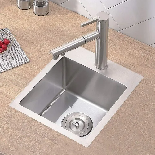 Vista 3 de VCCUCINE - Fregadero de barra de 13 x 15 pulgadas, fregadero de cocina pequeño de acero inoxidable hecho a mano, cuenco individual para exteriores