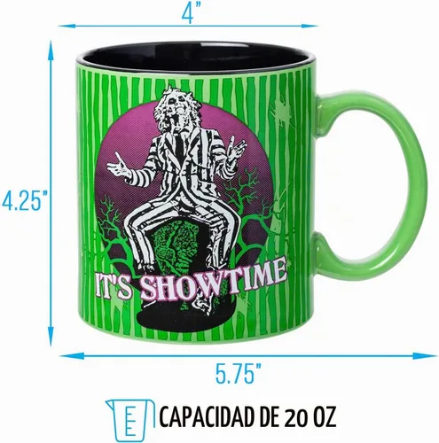 Vista 2 de Silver Buffalo Beetlejuice It's Showtime - Taza de cerámica, 20 onzas