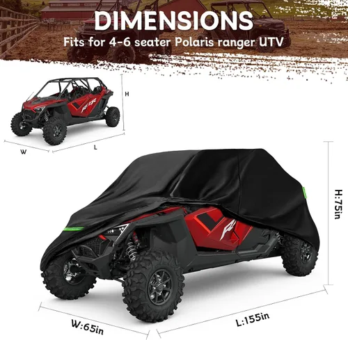 Vista 2 de Cubierta impermeable para UTV de repuesto para accesorios Polaris RZR, cubierta al aire libre a prueba de polvo con rejillas de ventilación