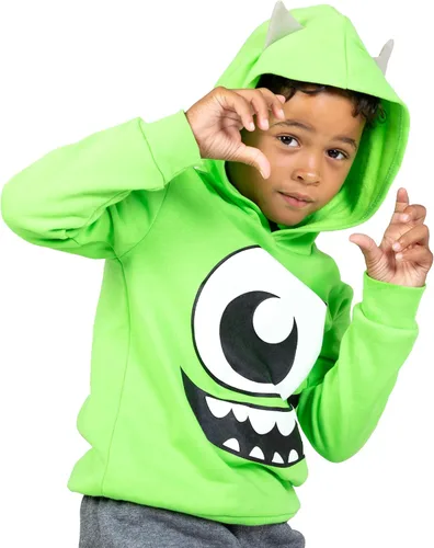 Vista 3 de Disney Pixar Monsters Inc. Mike - Sudadera con capucha de forro polar para niños pequeños, color verde, 5T, Mike Wazowski