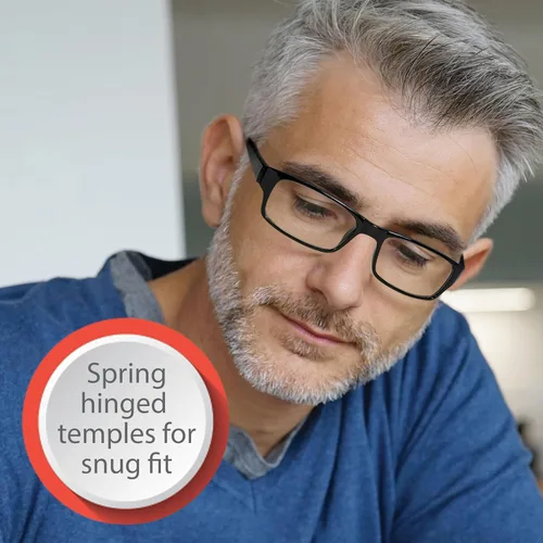 Vista 4 de Boost Eyewear Reading Glasses, Traditional Black Frames, with Spring Loaded Hinges