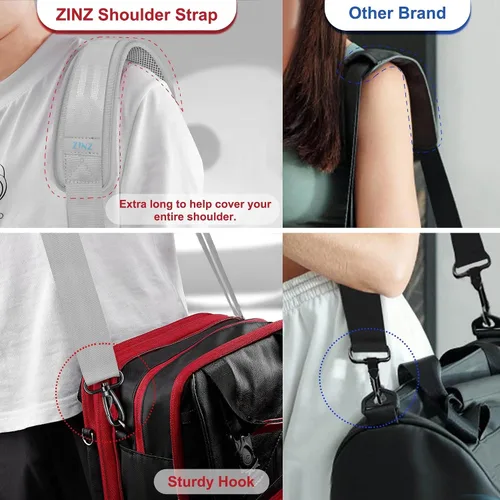 Vista 137 de ZINZ Correa de hombro universal de 59 pulgadas con almohadilla transpirable fija ultra gruesa, correa de hombro ajustable y resistente para bolsa