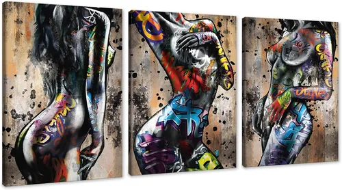 Vista 29 de Novatique 3 piezas de arte de pared sexy en blanco y negro para parejas desnudas, decoración de pared abstracta de amor para mujeres y hombres, arte