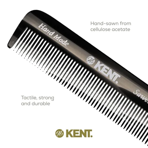 Vista 4 de KENT A FOT Peine de bolsillo hecho a mano para hombres, peine de pelo de dientes finos para peinados diarios, barba y bigote, uso seco