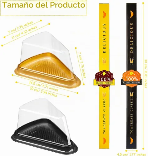 Vista 2 de Paquete de 200 recipientes para tartas de queso transparente, contenedor de plástico desechable, mini pastel con tapa, cajas individuales