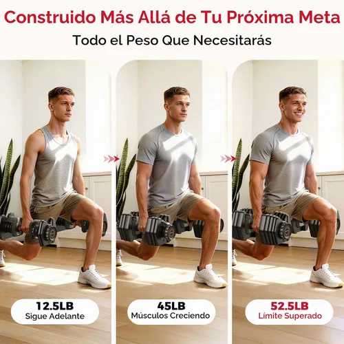 Vista 4 de FEIERDUN Juego de mancuernas ajustables, juego de pesas para gimnasio en casa, mancuernas ajustables de peso libre 5/10 en 1, ajuste de giro con una