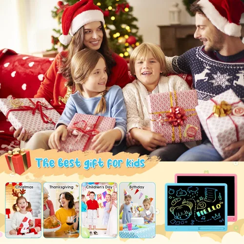 Vista 5 de Tableta de escritura LCD para niños, tablero de dibujo colorido de 15 pulgadas, almohadilla de dibujo educativa de aprendizaje para niños, regalo