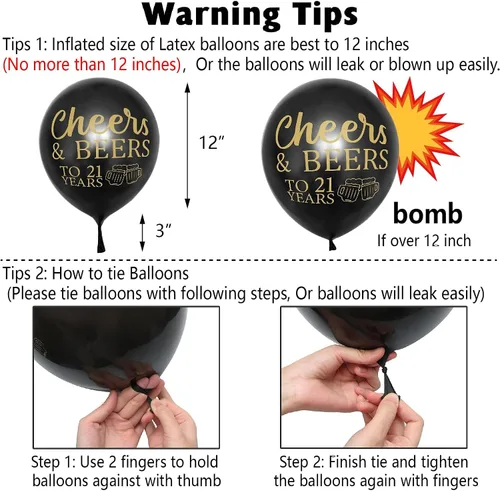 Vista 7 de 21st Birthday Anniversary Decorations for Men Women (Black Gold) Gold Foil Balloon, Cheers Cup Foil Balloon for Wedding Anniversary Party Supplies