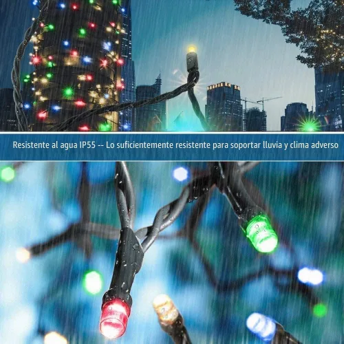 Vista 4 de Haili - Guirnalda de 105 pies de longitud y 300 luces LED para árbol de Navidad al aire libre, impermeables, con certificación UL, 8 modos de Varios