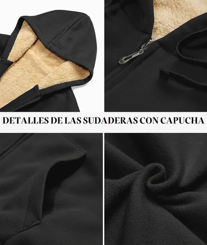Vista 5 de SWISSWELL - Sudaderas con capucha para mujer, suéter de invierno con forro de vellón, con cremallera completa, forro de sherpa grueso Negro
