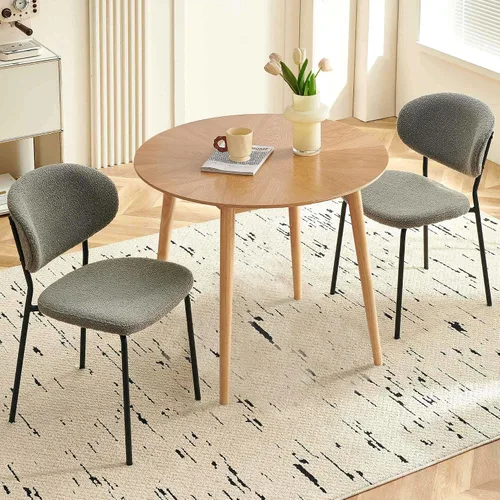 Vista 22 de Homedot Juego de 2 sillas de comedor tapizadas negras, modernas sillas de cocina de mediados de siglo tapizadas con cojín acolchado para comedor
