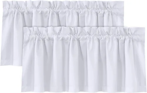 Vista 9 de H.VERSAILTEX Cenefas de cortina 100% opacas para ventanas, 2 paneles con aislamiento térmico, bolsillo para barra, pequeña cenefa corta para cocina