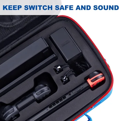 Vista 5 de FUNLAB Funda de transporte para Switch compatible con Nintendo SwitchOLED, carcasa rígida para Switch con soporte de 14 juegos para Switch