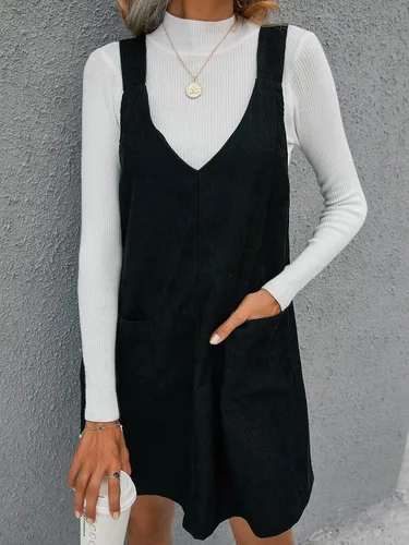 Vista 5 de Milumia Vestido casual a cuadros con cuello en V sin mangas para mujer con bolsillo