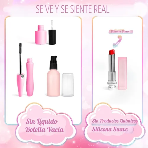 Vista 3 de Maquillaje de simulación para niños pequeños, juego de maquillaje de juguete para niños de 3 a 5 años, kit de maquillaje de juguete para niños