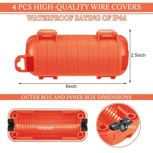 Vista 2 de Frienda Cubierta de Seguridad para Cable de Extensión para Exteriores Impermeable Protector de Conector de Cable IP44 con 4 Pestillos Desmontables
