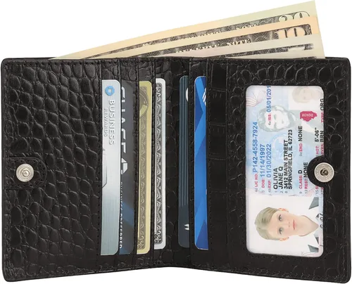 Vista 2 de Mini monedero de bolsillo compacto de cuero para mujer con seguridad RFID - NEGRO, Negro -, Minimalista