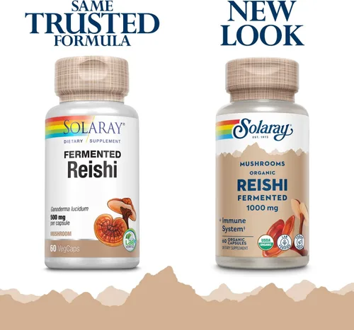 Vista 2 de SOLARAY Setas Reishi Fermentadas 500mg Apoyo para la Salud del Sistema Inmunológico, del Corazón y del Cerebro Suplemento para la Energía