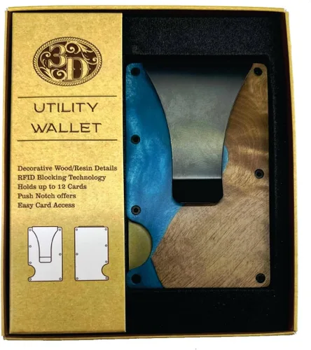 Vista 4 de Original Gorgeous Turquoise and Wood Marbled Resin Smart Utility Wallet