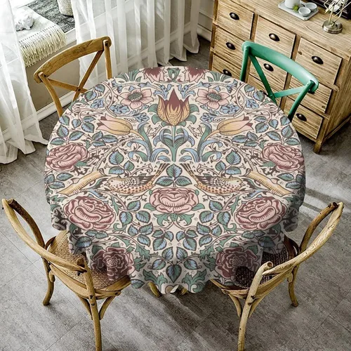 Vista 177 de Mantel Floral Retro de Pájaros, Diseño Original Bohemio William Morris Estampado Cubierta de Mesa para Hogar Picnic Fiesta Comedor Cocina William