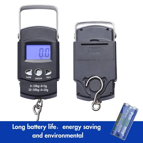 Vista 5 de Paquete de 2 básculas de pescado, báscula de peso portátil para equipaje con pantalla LCD retroiluminada, 110 libras 110.2 lbs, báscula electrónica