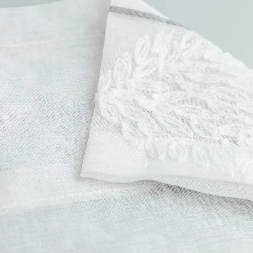Vista 6 de VOGOL Juego de cortinas transparentes bordadas y cenefas para sala de estar, con bolsillo para barra blanca, par de cortinas traslúcidas