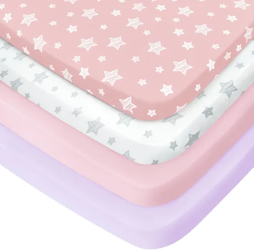Vista 17 de Juego de sábanas de moisés de 4 piezas para bebé niño o niña, ajuste universal para colchón ovalado, con forma de reloj de arena y rectangular, gris