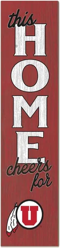 Vista 9 de KH Sports Fan Letrero de Alabama Crimson Tide This Home Cheers for Porch Leaner, 11 x 46 pulgadas, carmesí de marea carmesí; muestra tu espíritu