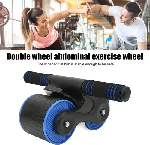 Vista 2 de Ruedas abdominales Rodillo Rueda abdominal Automática Rueda Abdominal Equipo de fitness para el hogar Curling Aparato abdominal (negro azul)