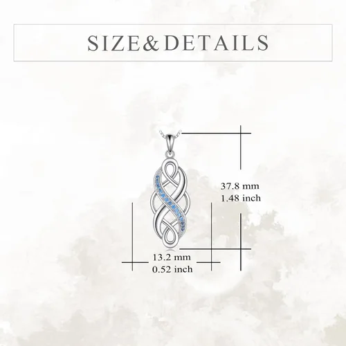 Vista 5 de YFN Collar con colgante de ópalo creado con nudo celta irlandés, collares negros de plata esterlina para mujeres y hombres de 18 pulgadas