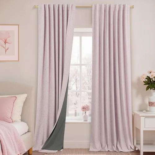 Vista 17 de KOUFALL - Cortinas de medio estilo francés de lino para ventana, juego de 2 cortinas cortas de 40 pulgadas de longitud, para privacidad, cortinas