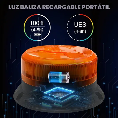 Vista 4 de AnTom - Luz estroboscópica inalámbrica con control remoto, luz LED ámbar de advertencia
