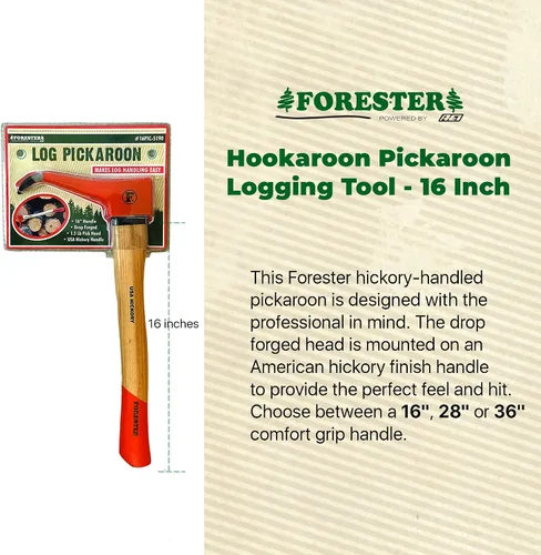 Vista 5 de FORESTER Pickaroon Logging Tool USA Hickory Handle Hookaroon Logging Tool Log Roller Tool & Forestry Tools for Dragging and Stacking Logs