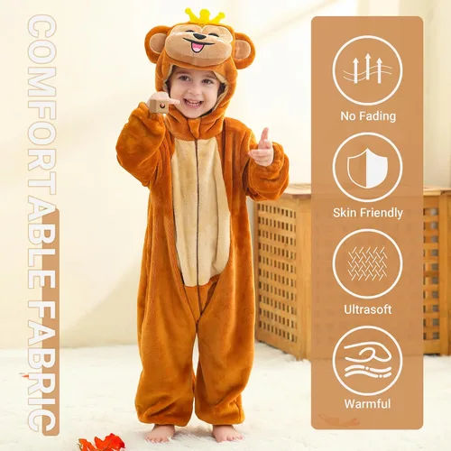 Vista 4 de Disfraz infantil de Halloween para cosplay, traje de animal con capucha para niños Mono