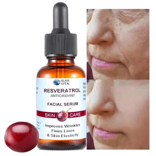 Vista 2 de El factor antioxidante antienvejecimiento del suero de la piel del resveratrol mejora las líneas finas arrugas y elasticidad de la piel Grado